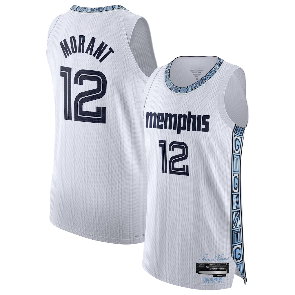 Trusc M.Grizzlies #12 Ja Morant White 2025-2026 Authentic Stitched Jerseys- City Edition
