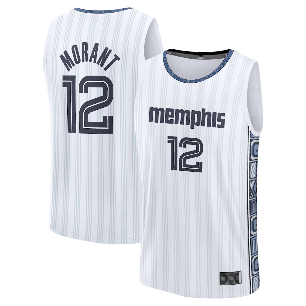 Trusc M.Grizzlies #12 Ja Morant White 2025-2026 City Edition Fast Break Stitched Jerseys