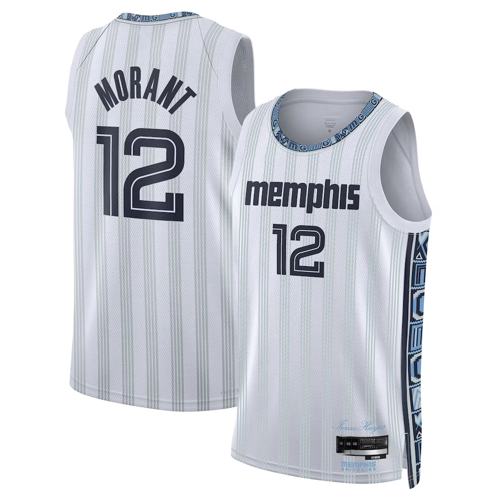 Trusc M.Grizzlies #12 Ja Morant White 2025-2026 Swingman Stitched Jerseys- City Edition