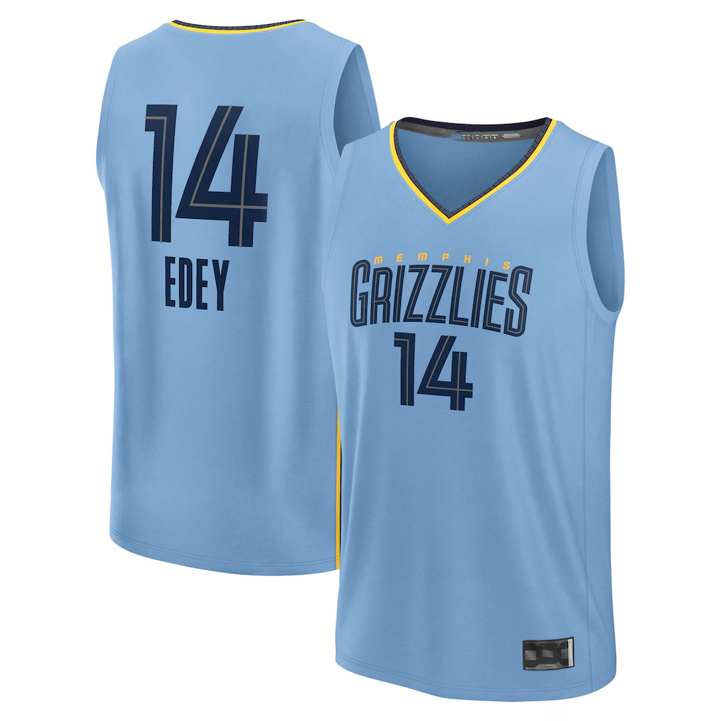 Trusc M.Grizzlies #14 Zach Edey Light Blue Fast Break Replica Player Stitched Jerseys- Statement Edition