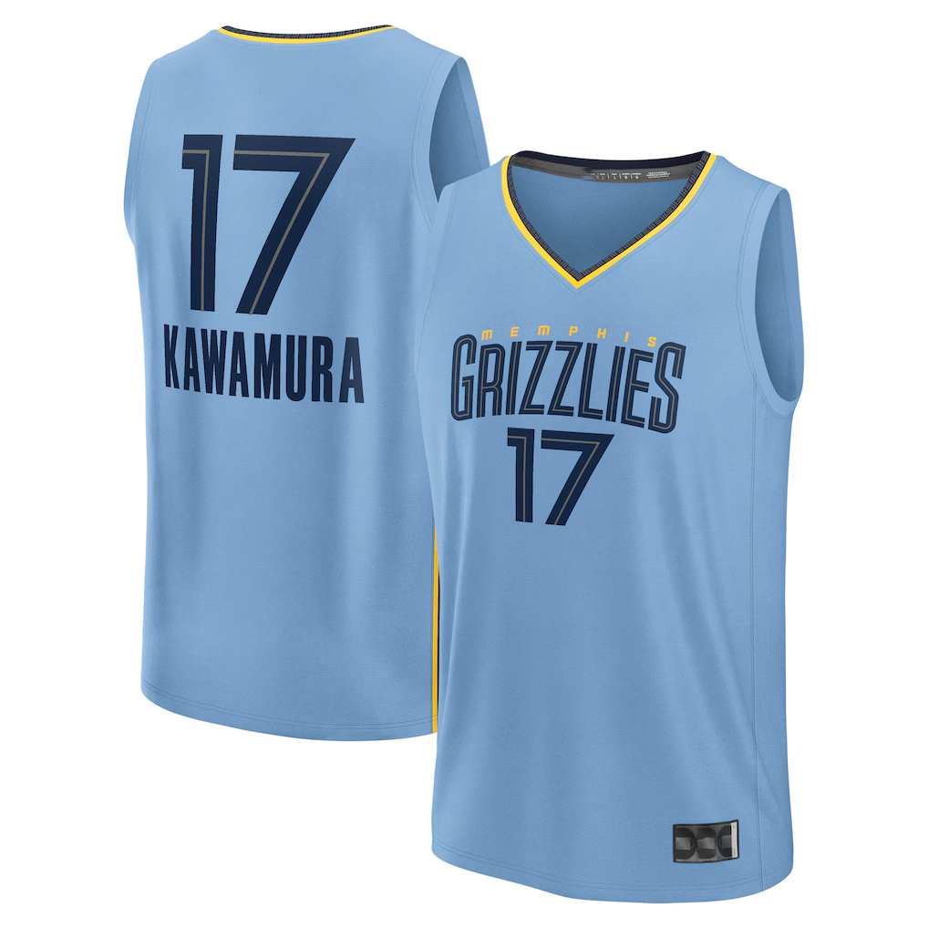 Trusc M.Grizzlies #17 Yuki Kawamura Light Blue Fast Break Replica Player Stitched Jerseys- Statement Edition