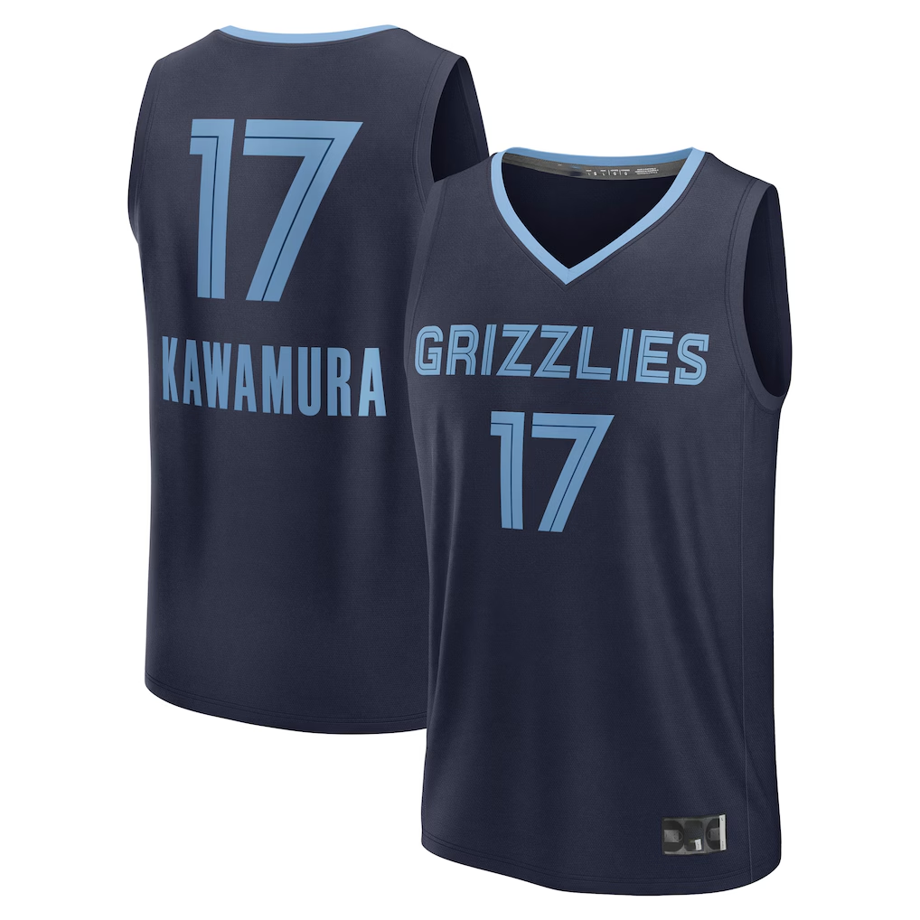 Trusc M.Grizzlies #17 Yuki Kawamura Navy Fast Break Replica Player Stitched Jerseys- Icon Edition