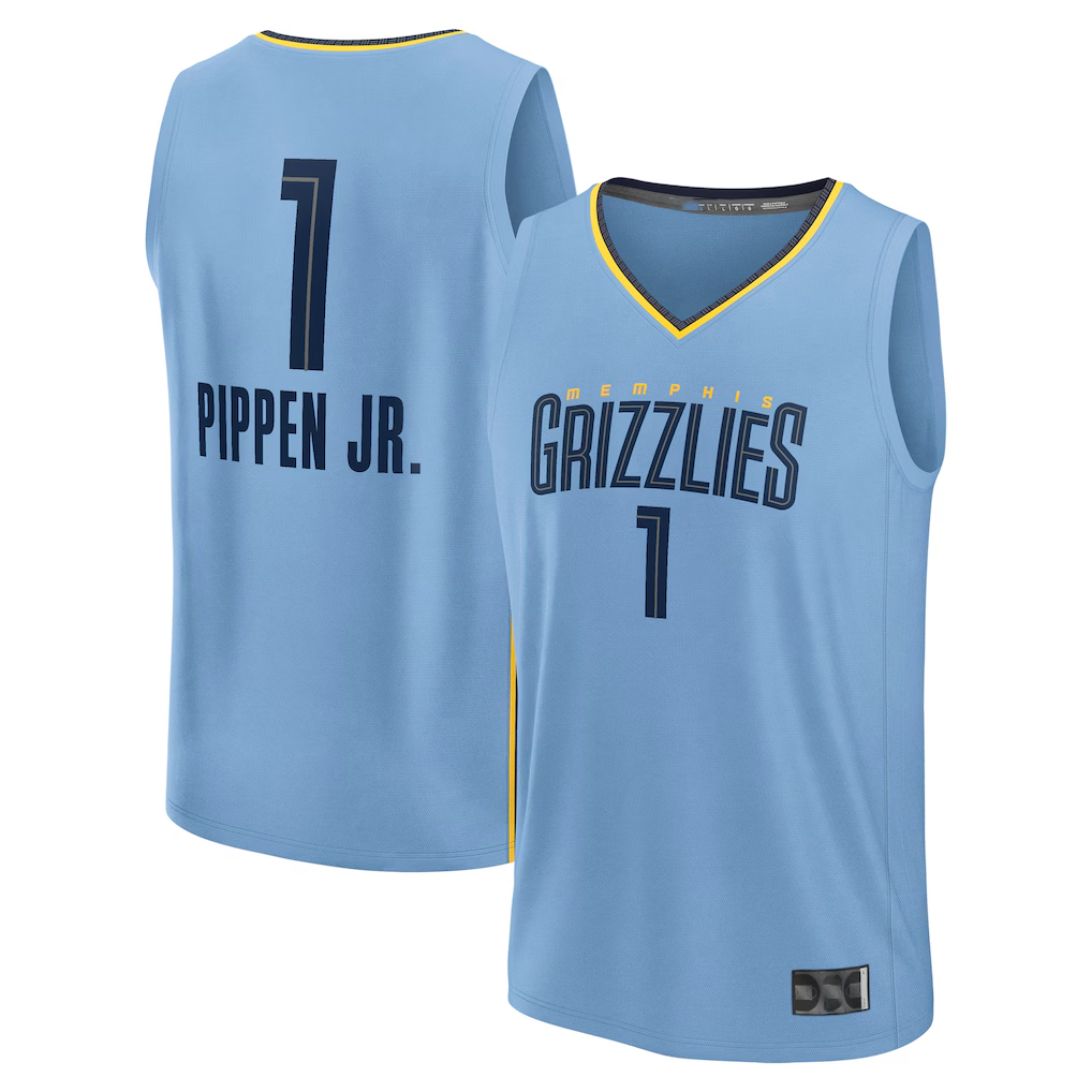 Trusc M.Grizzlies #1 Scotty Pippen Jr. Light Blue Fast Break Replica Player Stitched Jerseys- Statement Edition