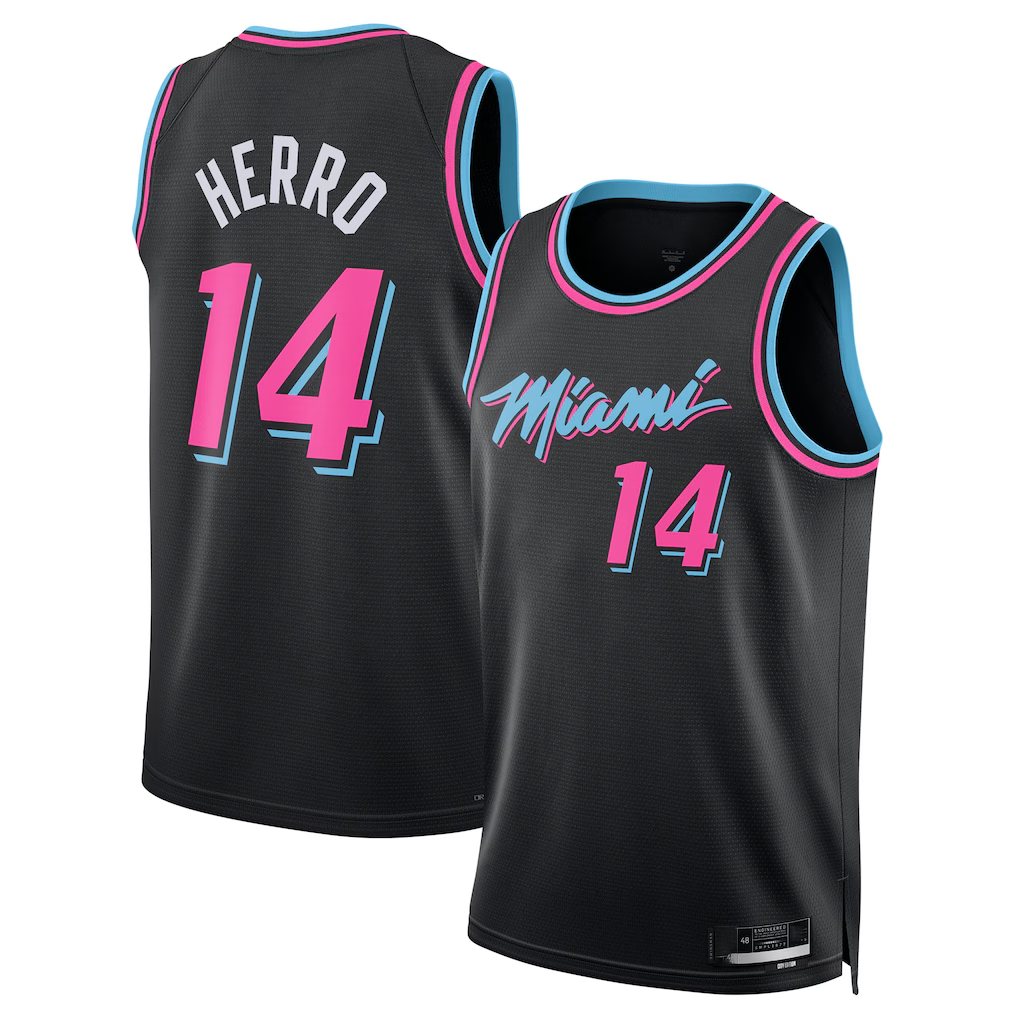 Trusc M.Heat #14 Tyler Herro Black 2025-2026 Swingman Jerseys - City Edition