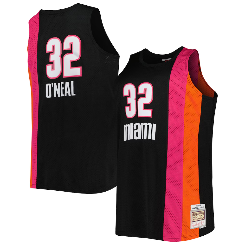 Trusc M.Heat #32 Shaquille O'Neal Mitchell & Ness Black Big & Tall Hardwood Classics 2005-2006 Swingman Jerseys