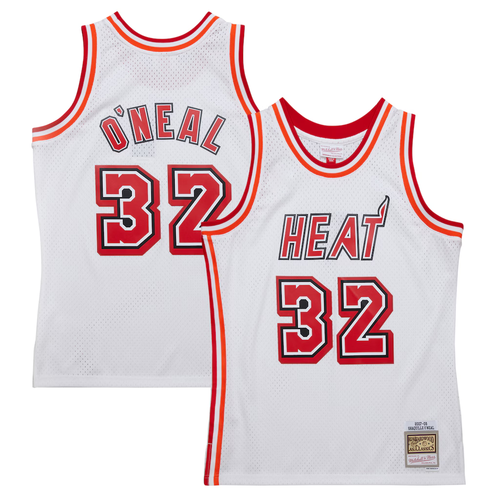 Trusc M.Heat #32 Shaquille O'Neal Mitchell & Ness White 2007-2008 Hardwood Classics Swingman Jerseys