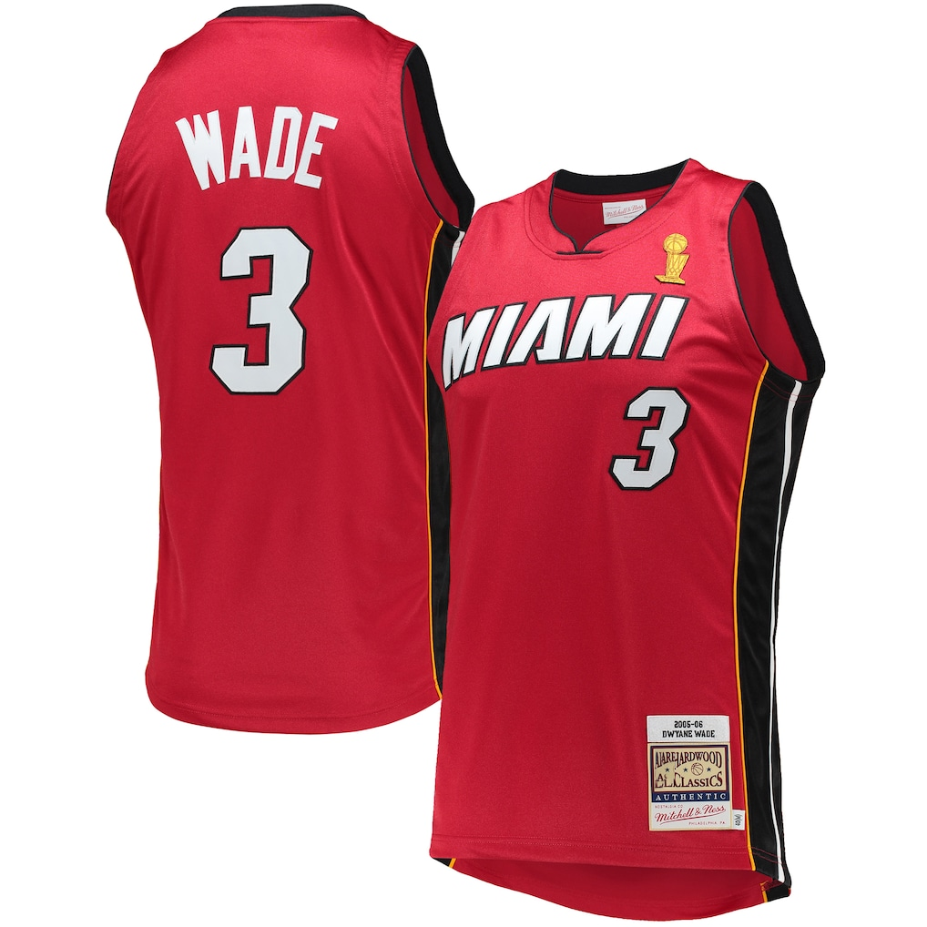 Trusc M.Heat #3 Dwyane Wade Mitchell & Ness Red 2005-06 Hardwood Classics Authentic Jerseys