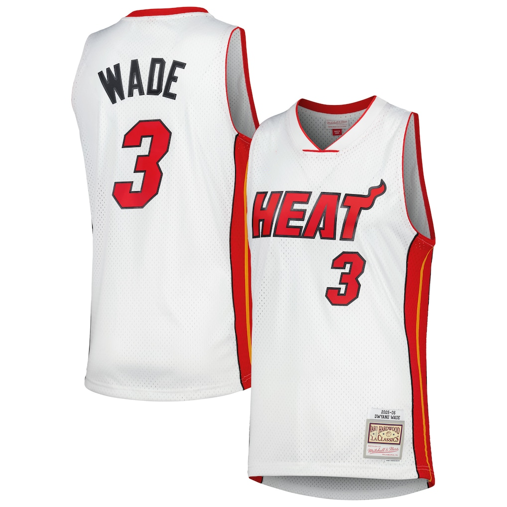 Trusc M.Heat #3 Dwyane Wade Mitchell & Ness White 2005-06 Hardwood Classics Swingman Jerseys