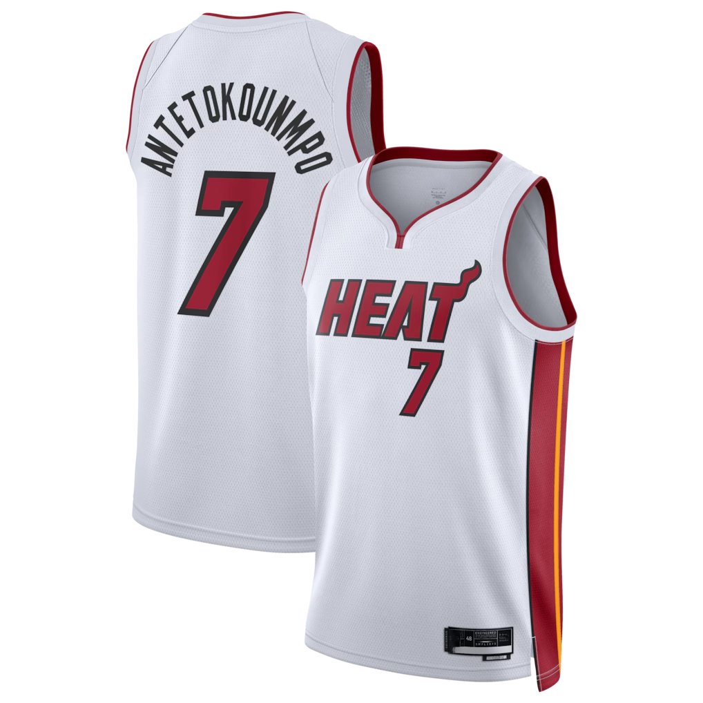 Trusc M.Heat #7 Giannis Antetokounmpo White Swingman Jerseys - Association Edition
