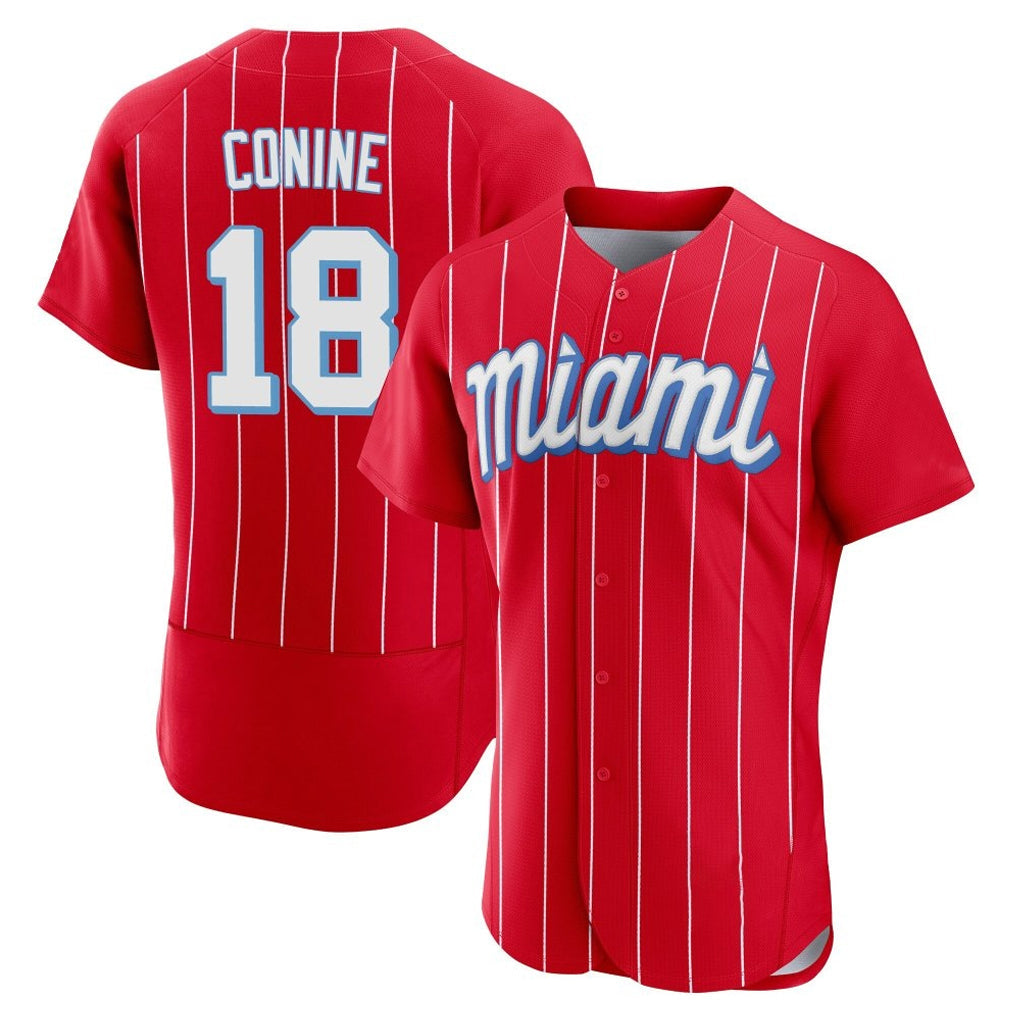Trusc M.Marlins #18 Griffin Conine Player Red City Connect Home Limited Elite Stitched Jerseys
