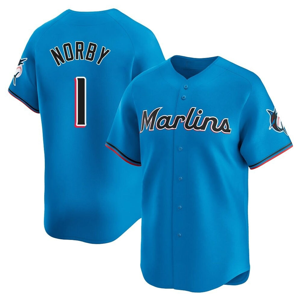 Trusc M.Marlins #1 Connor Norby Player Blue Home Limited Stitched Jerseys