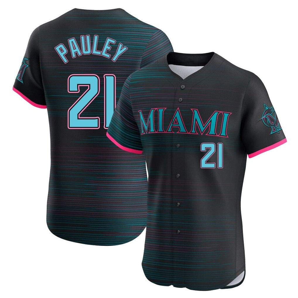 Trusc M.Marlins #21 Graham Pauley Player Black City Connect Home Limited Elite Stitched Jerseys