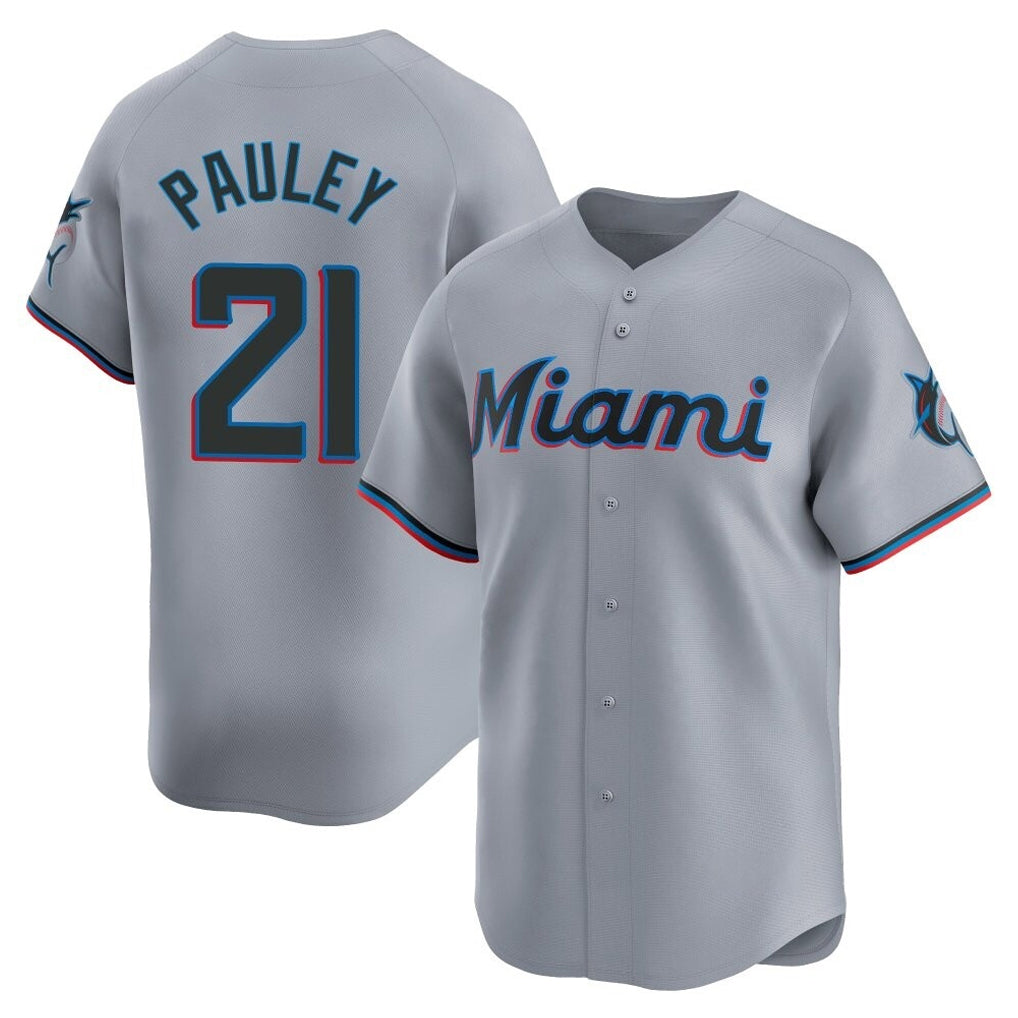 Trusc M.Marlins #21 Graham Pauley Player Gray Home Limited Stitched Jerseys