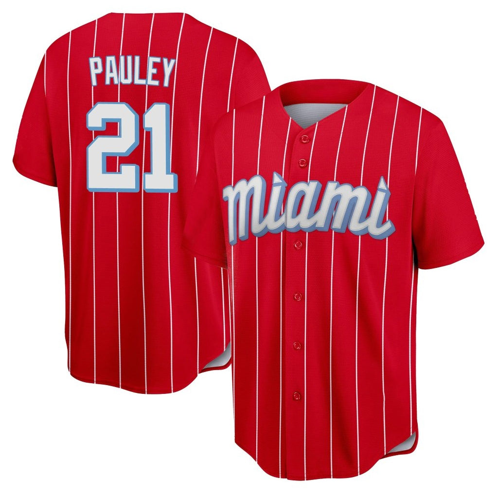 Trusc M.Marlins #21 Graham Pauley Player Red City Connect Home Game Stitched Jerseys