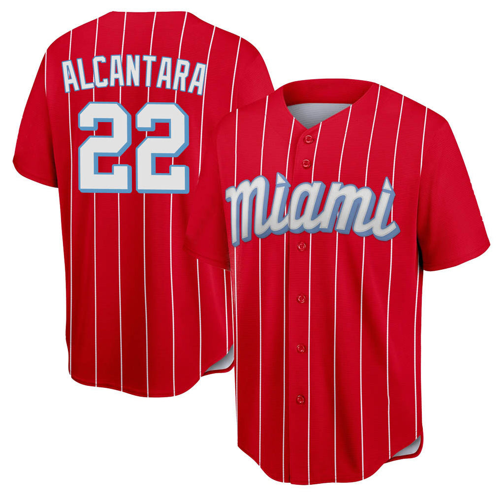 Trusc M.Marlins #22 Sandy Alcantara Player Red City Connect Home Game Stitched Jerseys