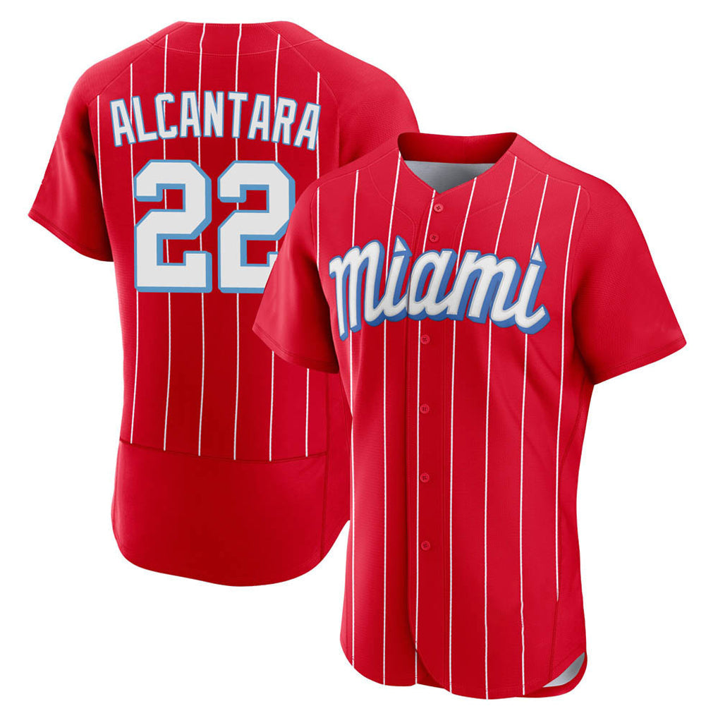Trusc M.Marlins #22 Sandy Alcantara Player Red City Connect Home Limited Elite Stitched Jerseys