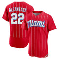 Trusc M.Marlins #22 Sandy Alcantara Player Red City Connect Home Limited Elite Stitched Jerseys
