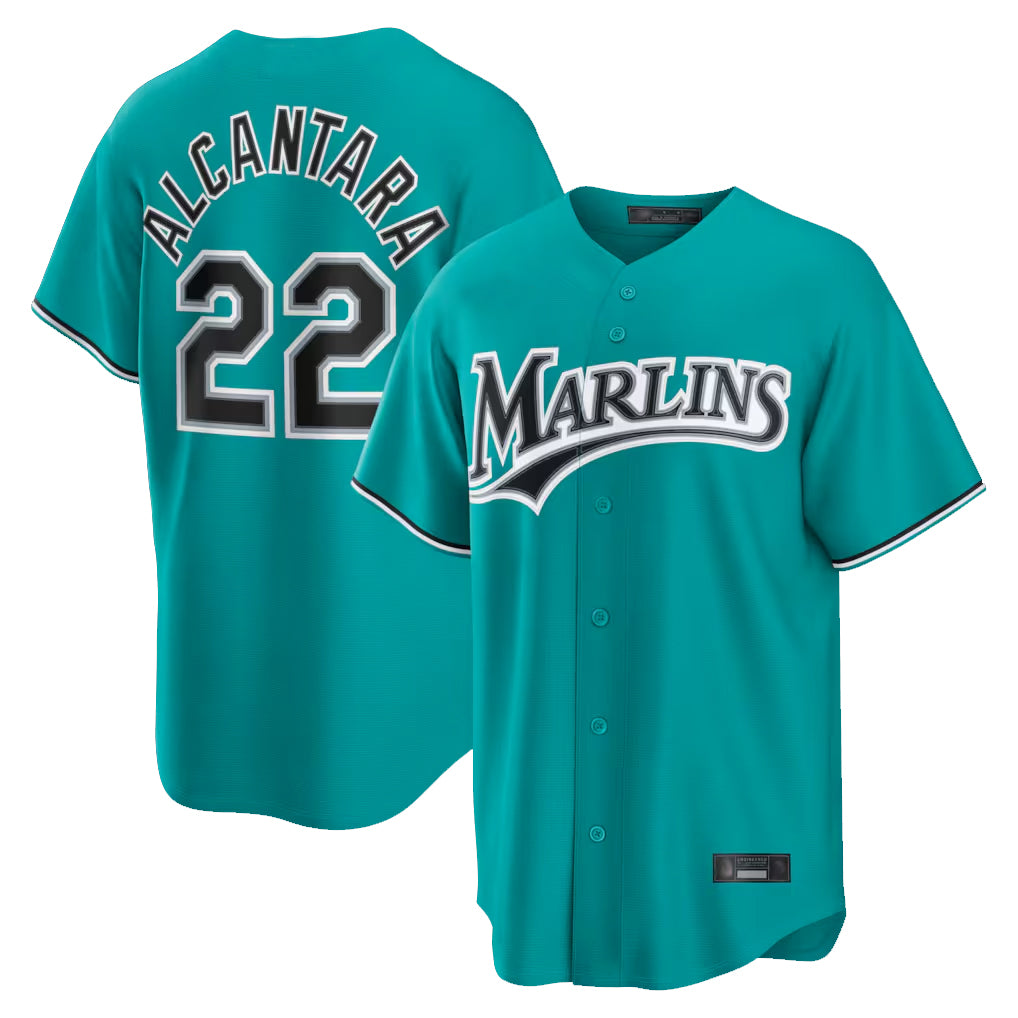 Trusc M.Marlins #22 Sandy Alcantara Player Teal  Home Game Stitched Jerseys