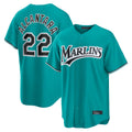 Trusc M.Marlins #22 Sandy Alcantara Player Teal  Home Game Stitched Jerseys
