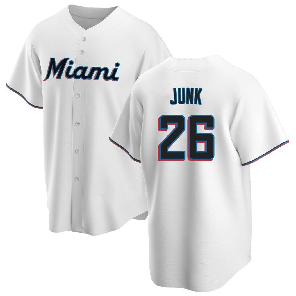 Trusc M.Marlins #26 Janson Junk Player White  Home Game Stitched Jerseys