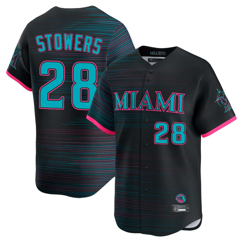 Trusc M.Marlins #28 Kyle Stowers Player Black City Connect Home Limited Stitched Jerseys