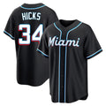Trusc M.Marlins #34 Liam Hicks Player Black Fashion Out Home Game Stitched Jerseys