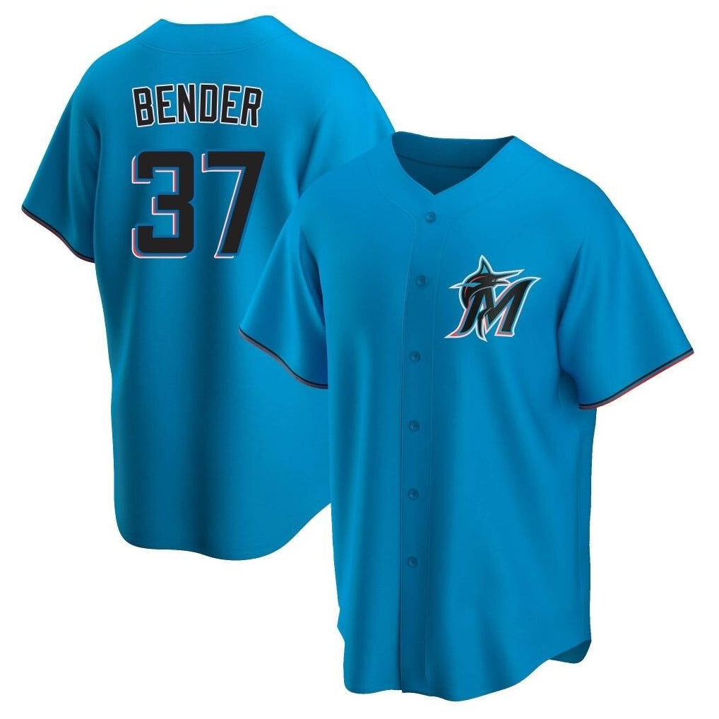 Trusc M.Marlins #37 Anthony Bender Player Blue Home Game Stitched Jerseys