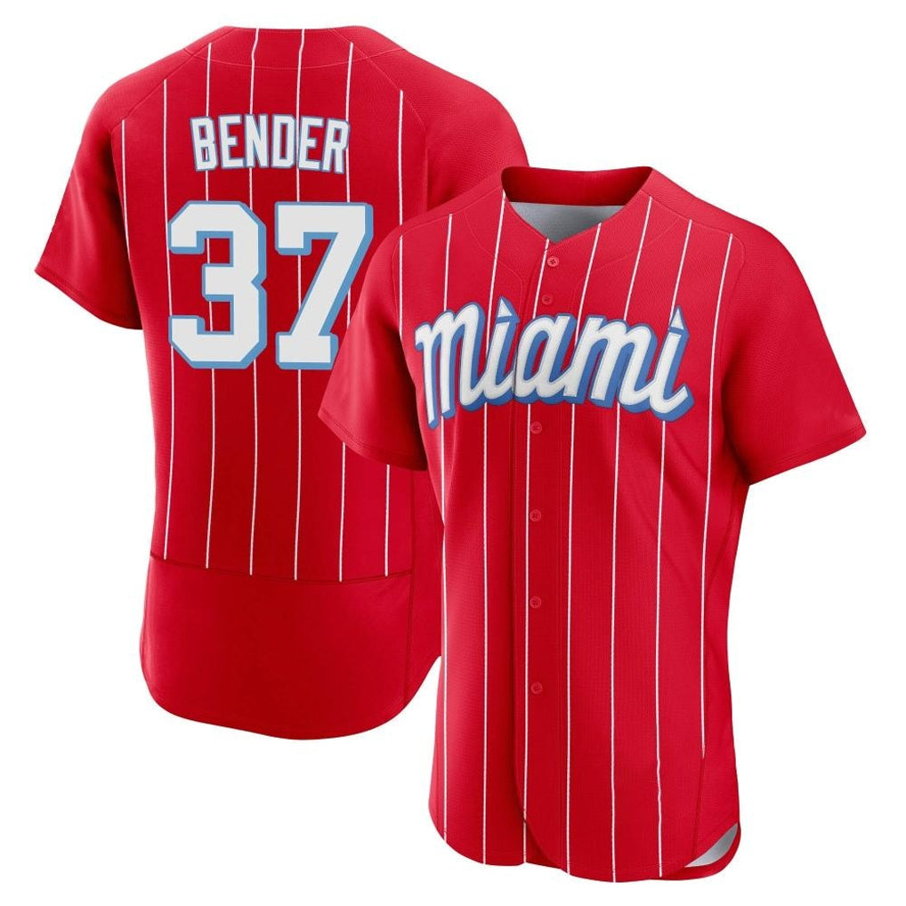 Trusc M.Marlins #37 Anthony Bender Player Red City Connect Home Limited Elite Stitched Jerseys