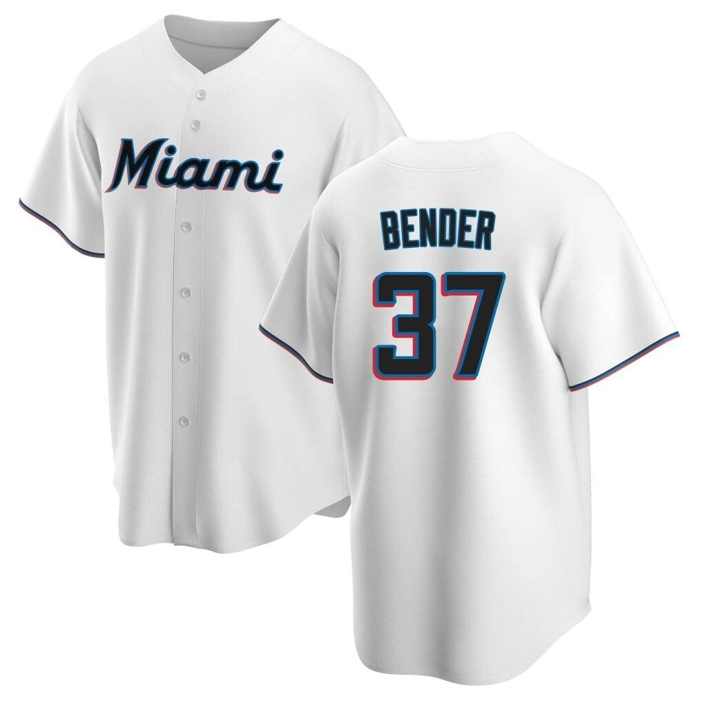 Trusc M.Marlins #37 Anthony Bender Player White  Home Game Stitched Jerseys