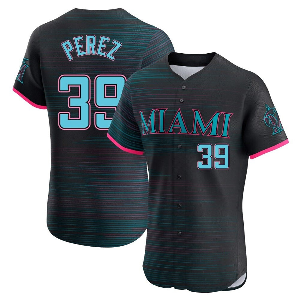 Trusc M.Marlins #39 Eury Perez Player Black City Connect Home Limited Elite Stitched Jerseys