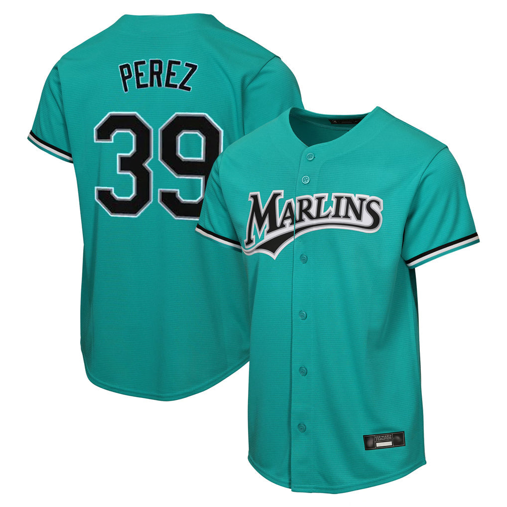 Trusc M.Marlins #39 Eury Perez Player Teal Home Game Stitched Jerseys