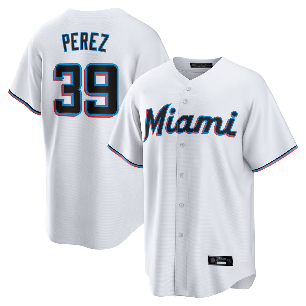 Trusc M.Marlins #39 Eury Perez Player White  Home Game Stitched Jerseys
