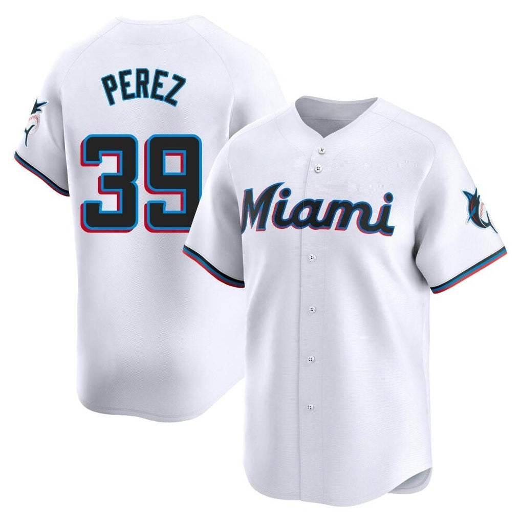 Trusc M.Marlins #39 Eury Perez Player White  Home Limited Stitched Jerseys