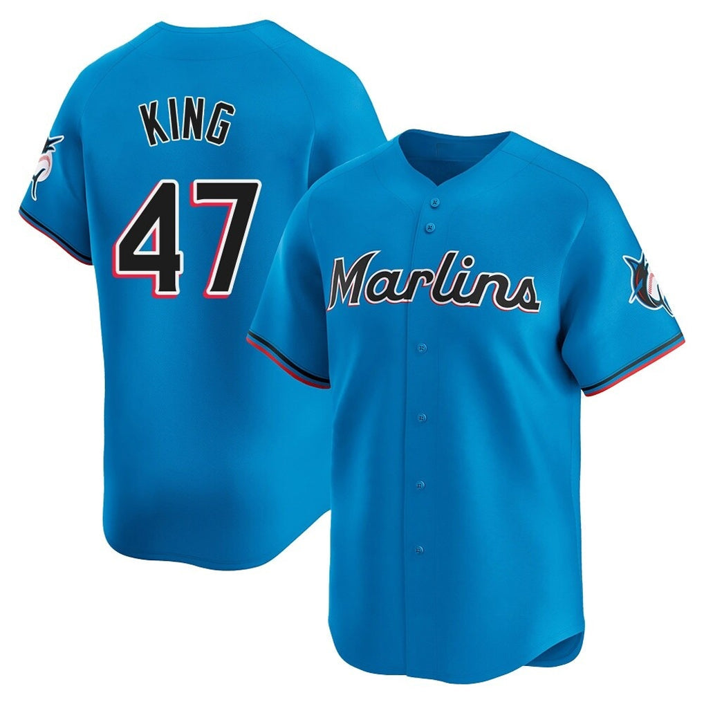 Trusc M.Marlins #47 John King Player Blue Home Limited Stitched Jerseys