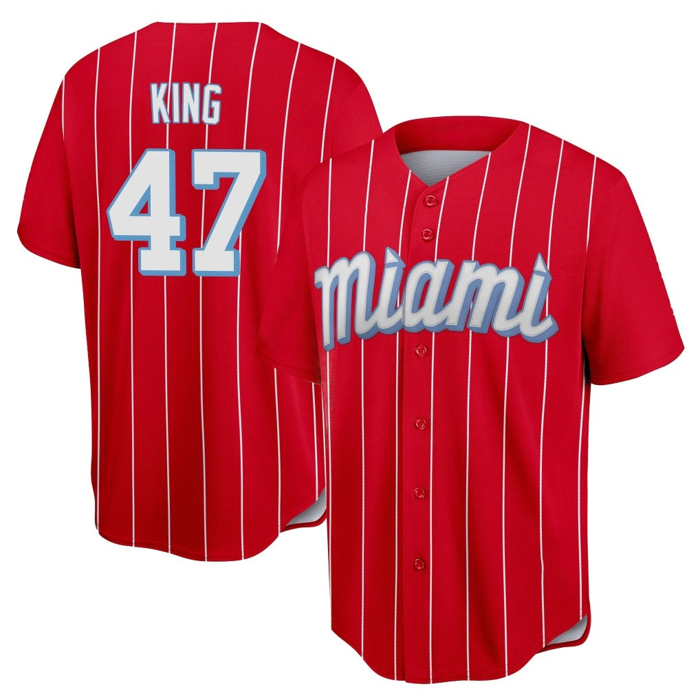 Trusc M.Marlins #47 John King Player Red City Connect Home Game Stitched Jerseys