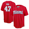 Trusc M.Marlins #47 John King Player Red City Connect Home Game Stitched Jerseys