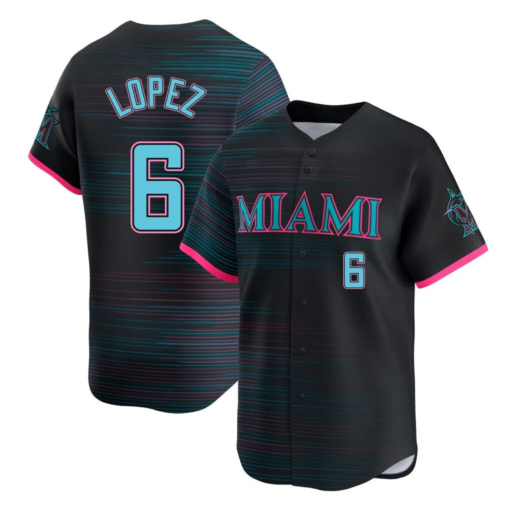 Trusc M.Marlins #6 Otto Lopez Player Black City Connect Home Limited Stitched Jerseys