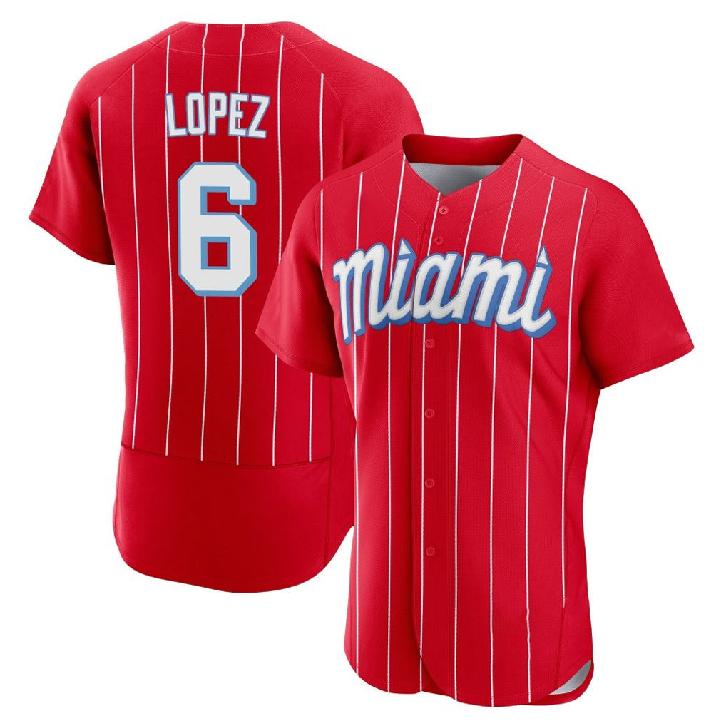Trusc M.Marlins #6 Otto Lopez Player Red City Connect Home Limited Elite Stitched Jerseys
