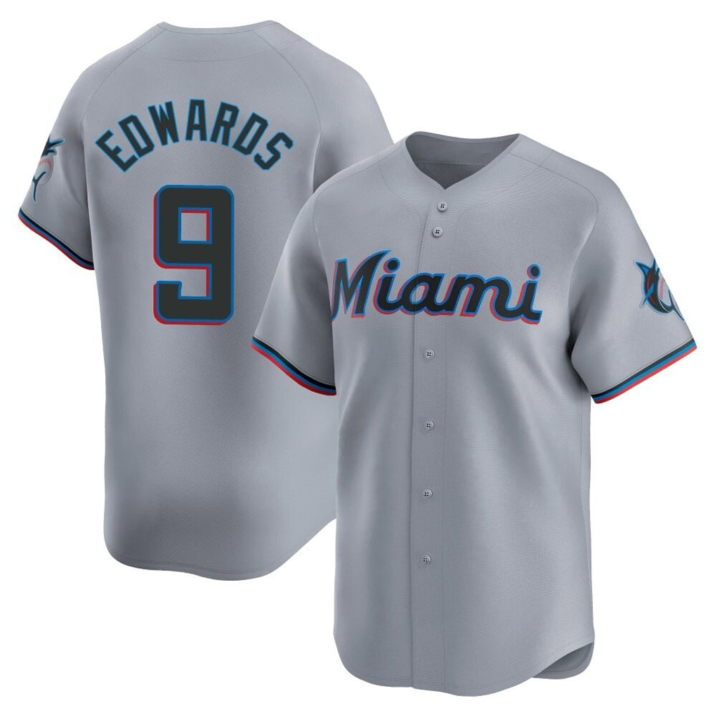 Trusc M.Marlins #9 Xavier Edwards Player Gray Home Limited Stitched Jerseys