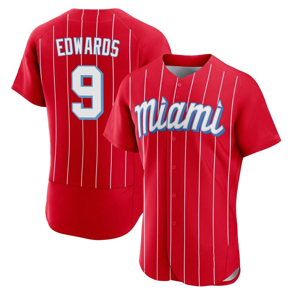 Trusc M.Marlins #9 Xavier Edwards Player Red City Connect Home Limited Elite Stitched Jerseys