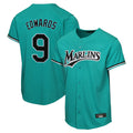 Trusc M.Marlins #9 Xavier Edwards Player Teal Home Game Stitched Jerseys