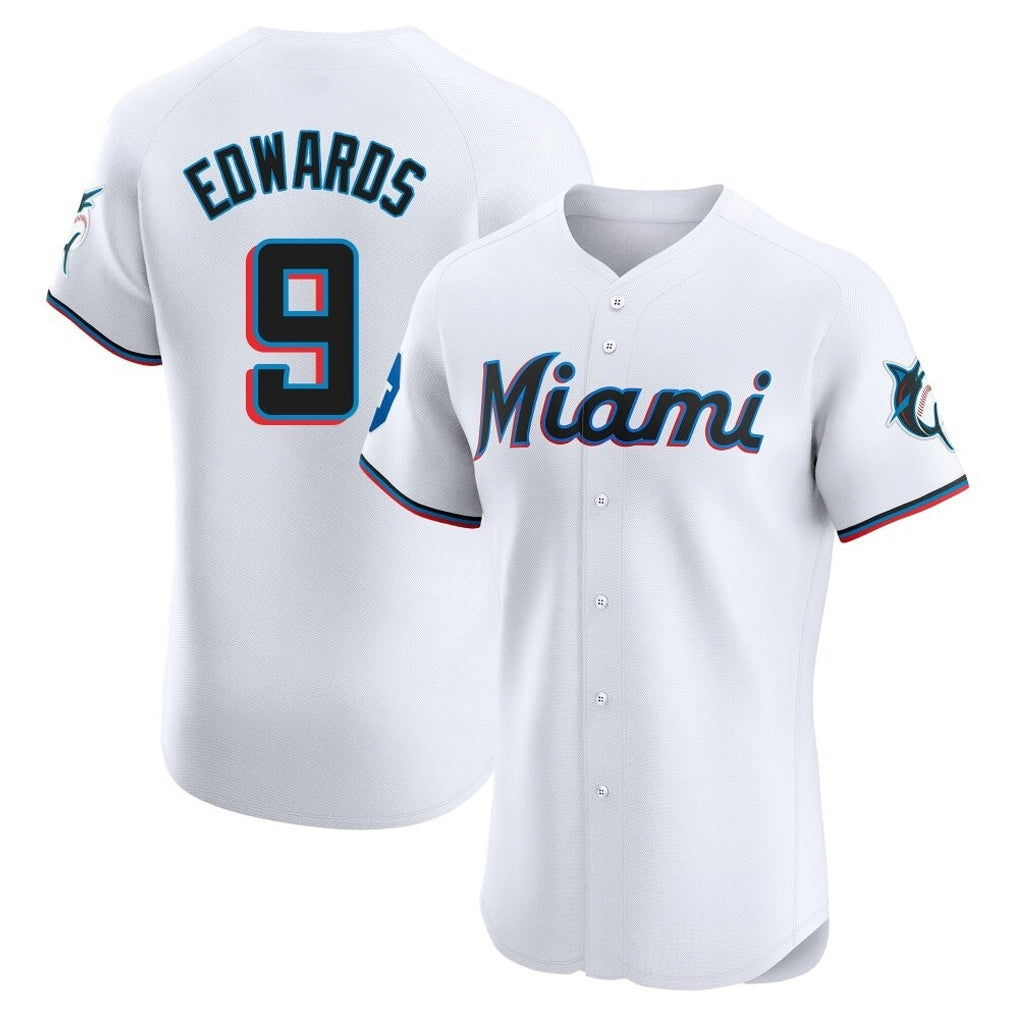 Trusc M.Marlins #9 Xavier Edwards Player White  Home Limited Elite Stitched Jerseys