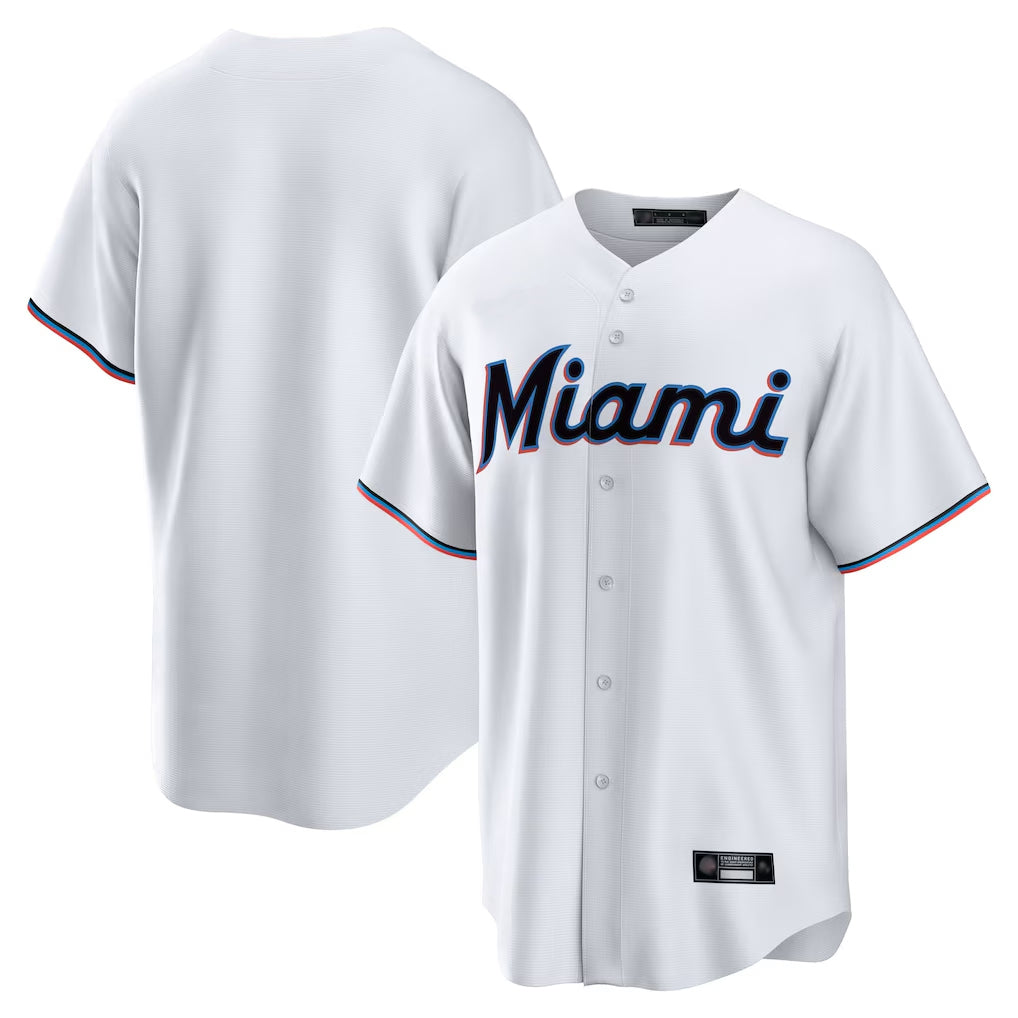 Trusc M.Marlins Blank Player White  Home Game Stitched Jerseys