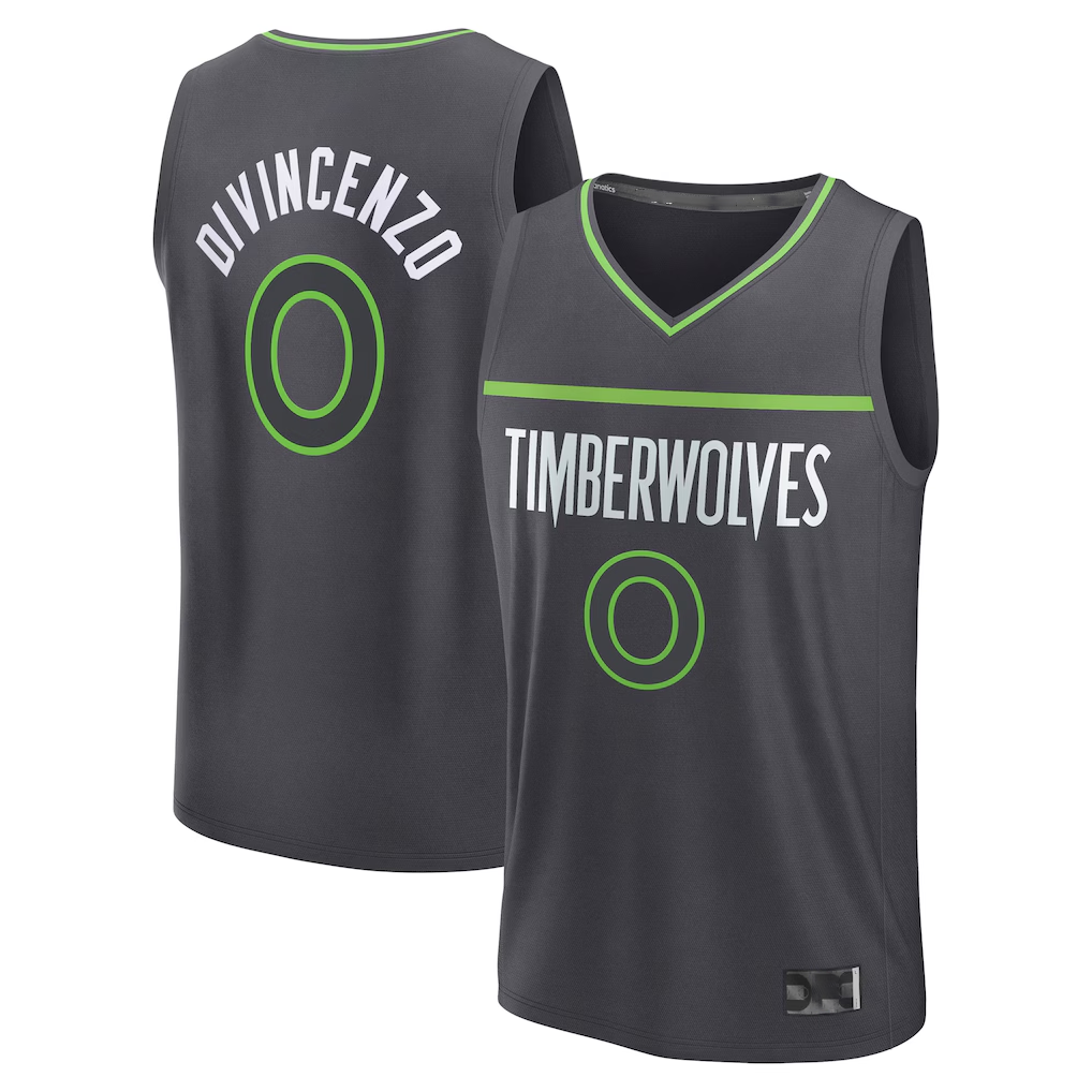 Trusc M.Timberwolves #0 Donte DiVincenzo Charcoal Fast Break Replica Player Stitched Jerseys - Statement Edition