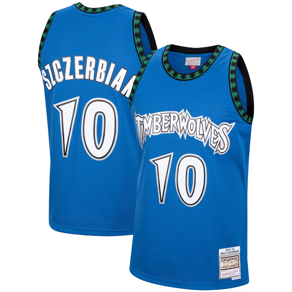 Trusc M.Timberwolves #10 Wally Szczerbiak Mitchell & Ness Blue 2003-2004 Hardwood Classics Swingman Stitched Jerseys