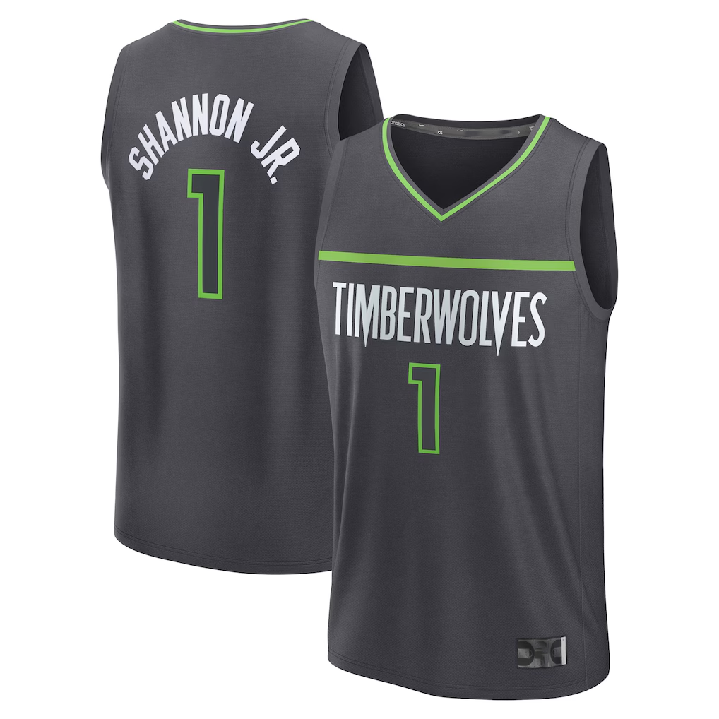Trusc M.Timberwolves #1 Terrence Shannon Jr. Anthracite Fast Break Replica Stitched Jerseys - Statement Edition