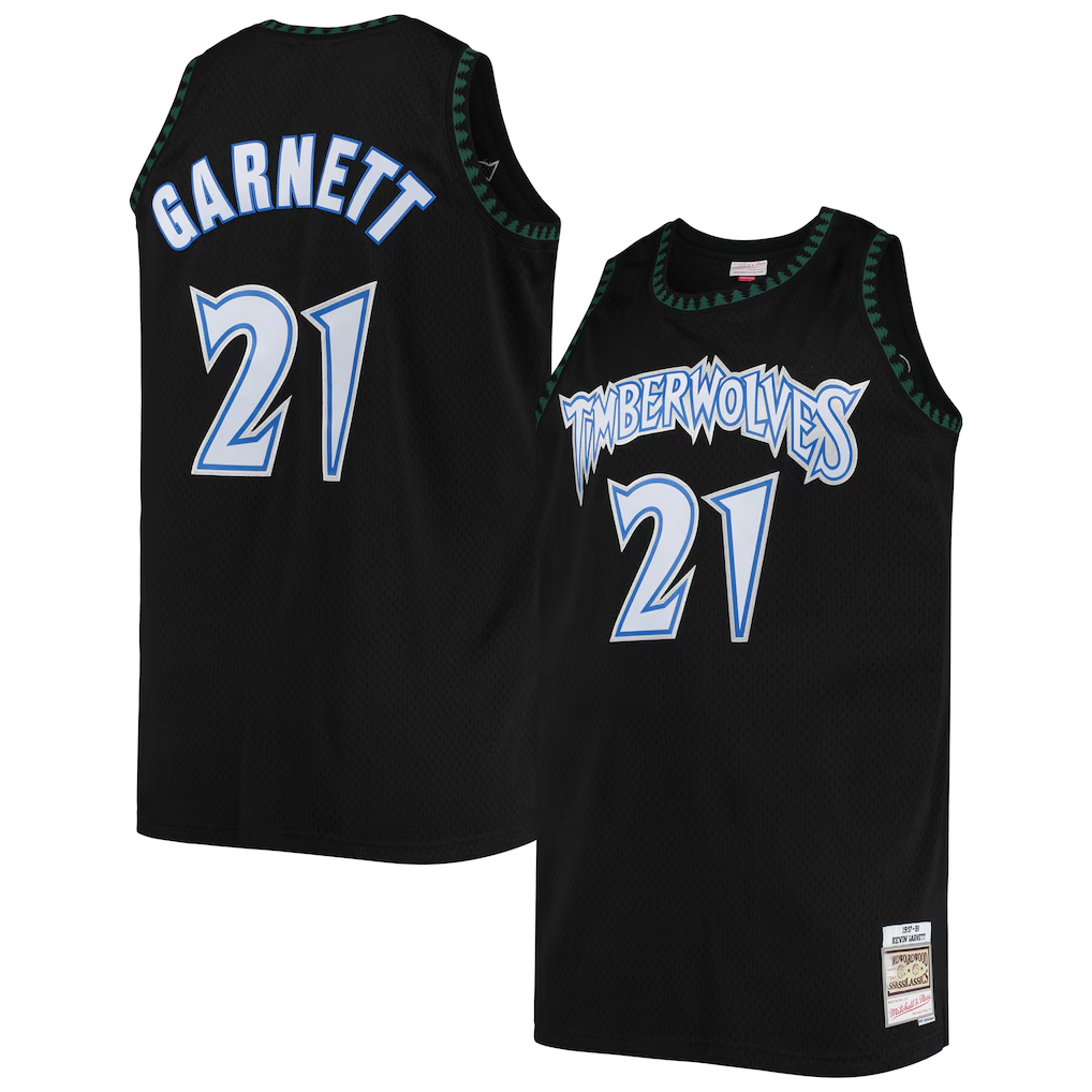 Trusc M.Timberwolves #21 Kevin Garnett Mitchell & Ness Black 1997-1998 Big & Tall Hardwood Classics Swingman Stitched Jerseys