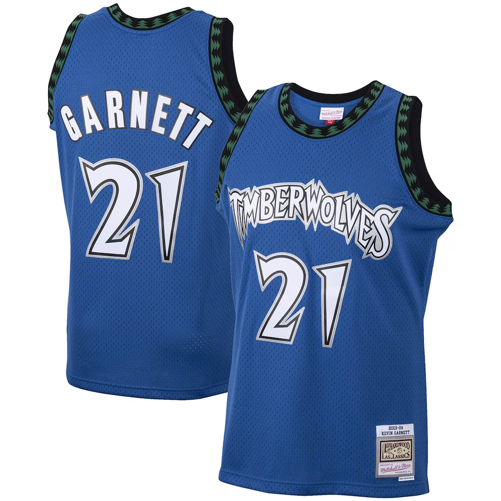 Trusc M.Timberwolves #21 Kevin Garnett Mitchell & Ness Blue 2003-2004 Hardwood Classics Swingman Stitched Jerseys