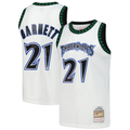 Trusc M.Timberwolves #21 Kevin Garnett Mitchell & Ness White Hardwood Classics Swingman Stitched Jerseys
