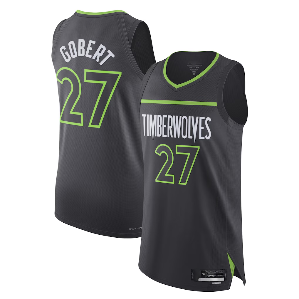 Trusc M.Timberwolves #27 Rudy Gobert Jordan Brand Anthracite Authentic Stitched Jerseys- Statement Edition
